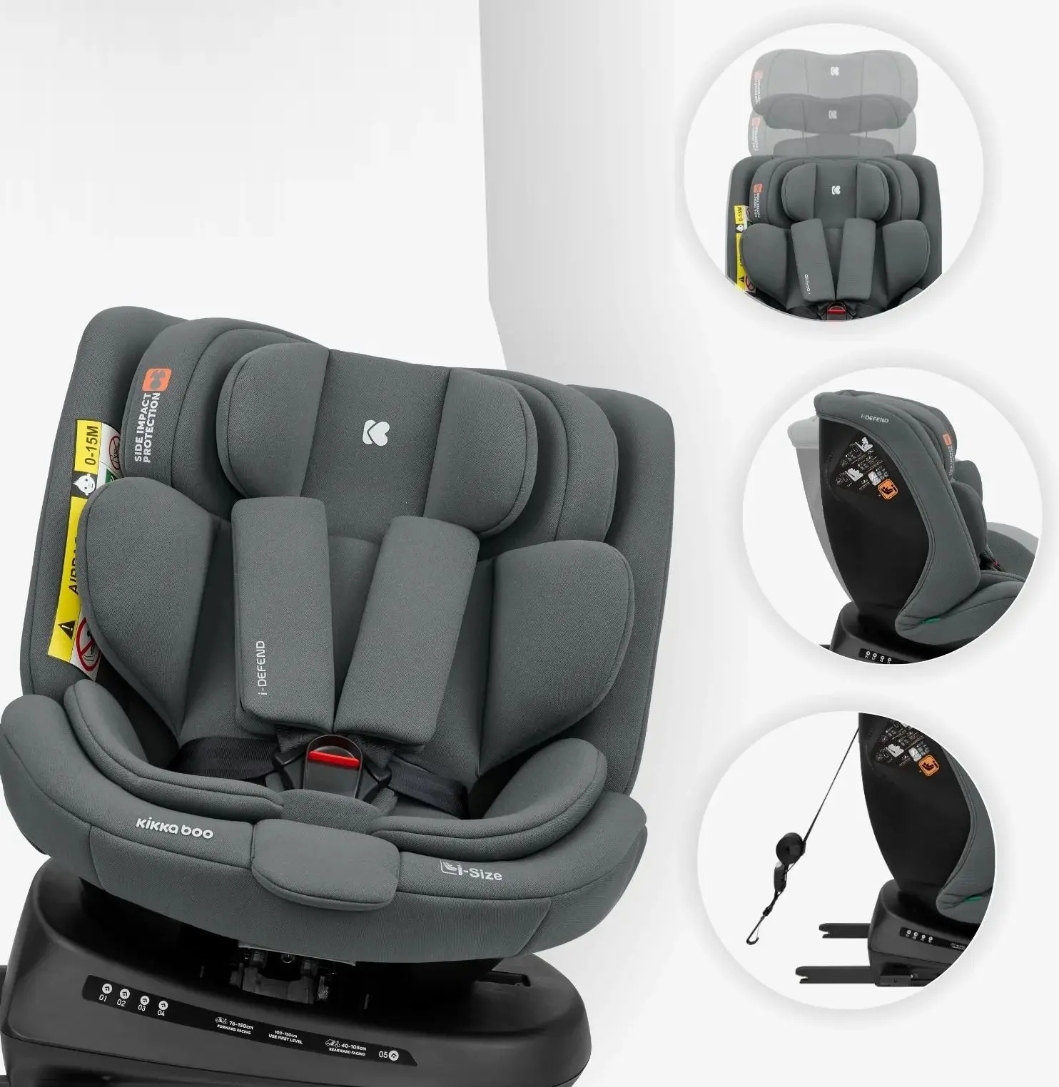 Scaun auto Kikka Boo i-Defend (Grey) - 5