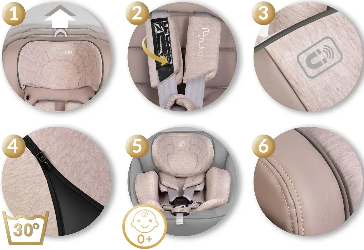 Scaun auto Nukido Aero Line 710122 (Light Brown) - 13