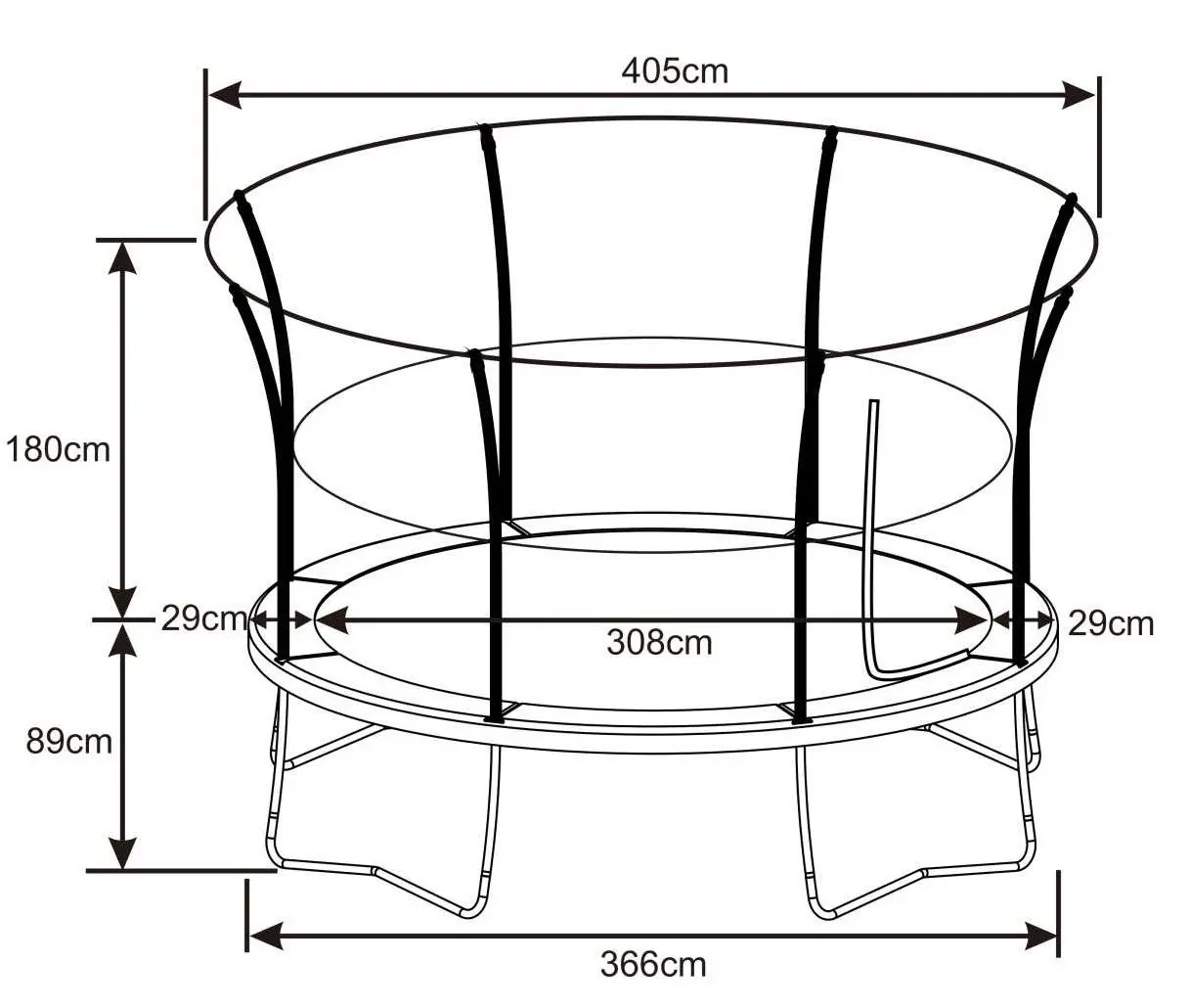 Батут с защитной сеткой Axi Denver 366cm (Green/Black) - 4