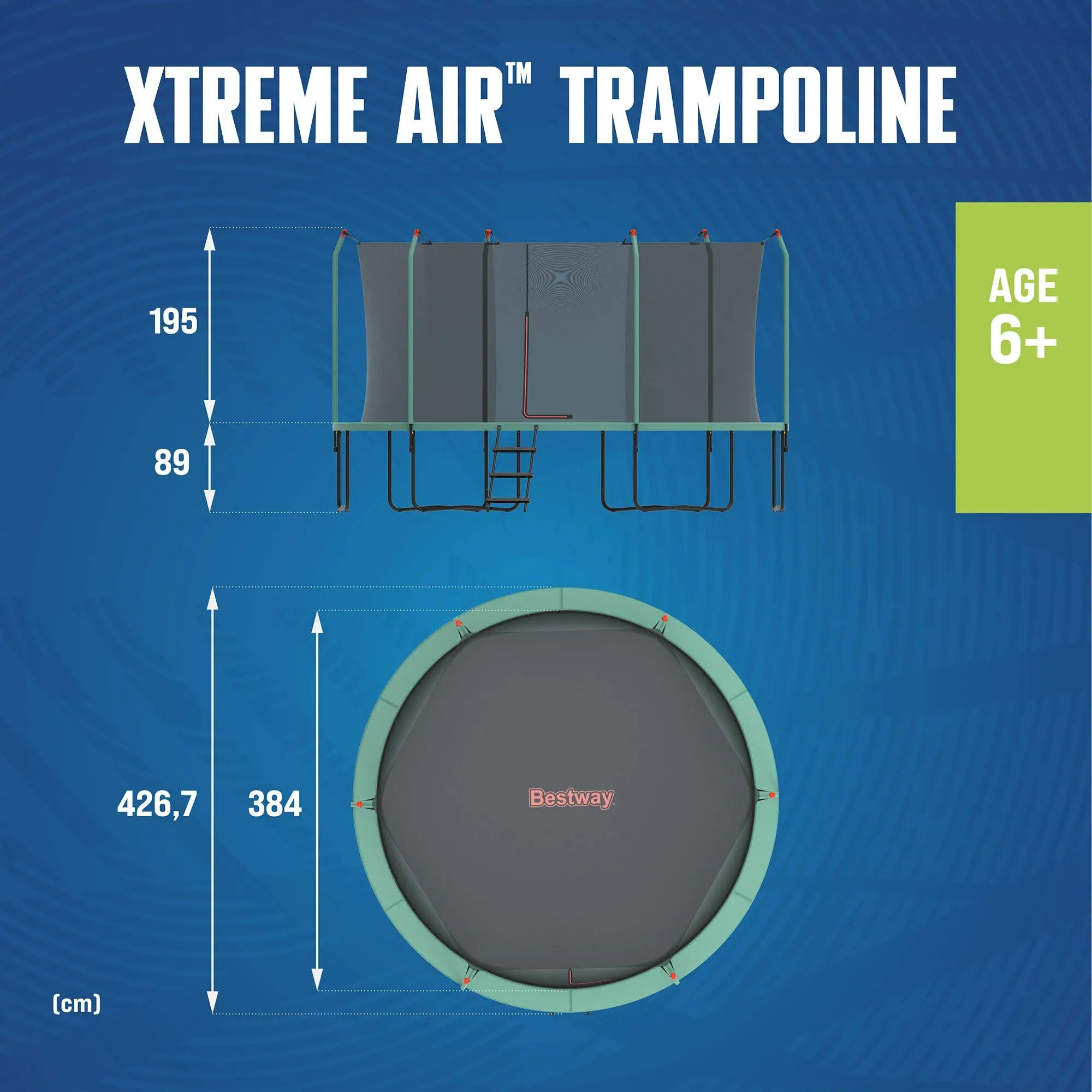 Батут с защитной сеткой Bestway Xtreme Air 59105BW (Black/Green) - 32