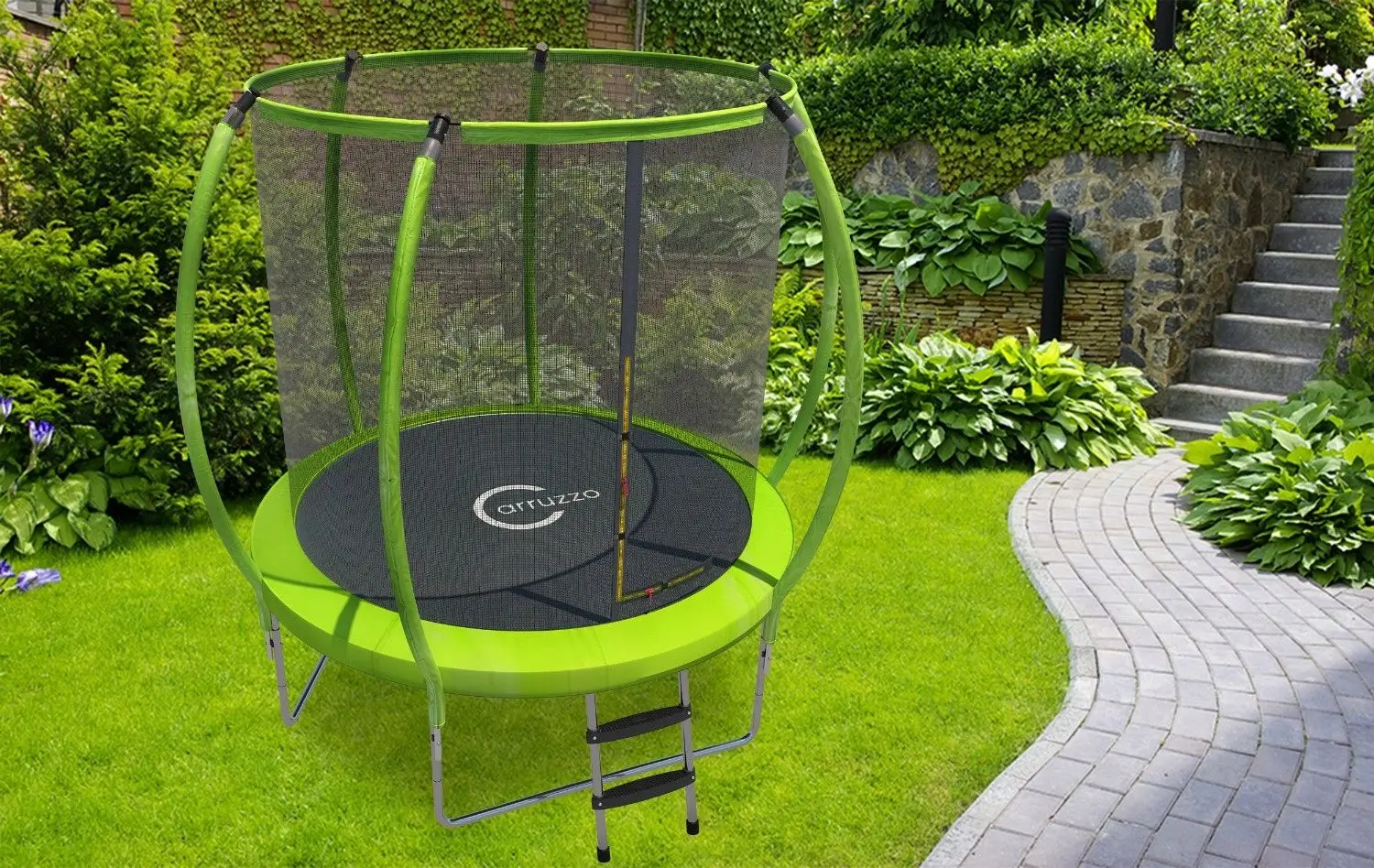 Trambulina cu plasa de protectie Carruzzo L25P (Green)