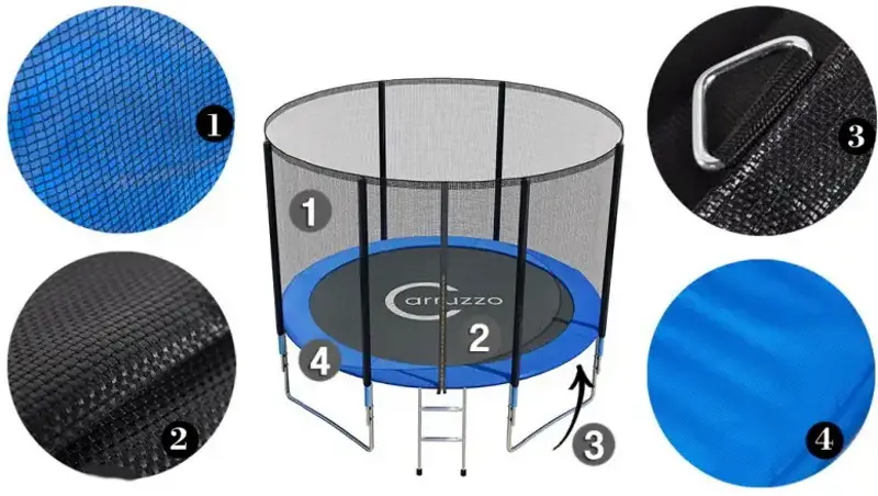 Батут с защитной сеткой Carruzzo T10 305cm (Blue/Black) - 2