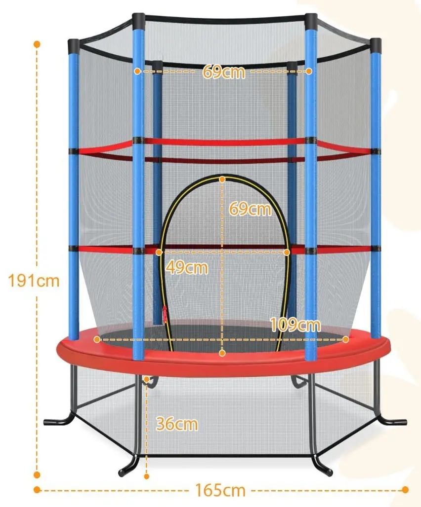 Trambulina cu plasa de protectie Costway TW10052EU-NY 165cm (Blue/Red/Black)