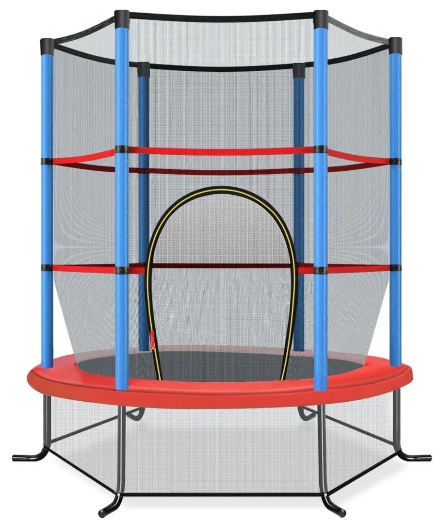 Trambulina cu plasa de protectie Costway TW10052EU-NY 165cm (Blue/Red/Black)