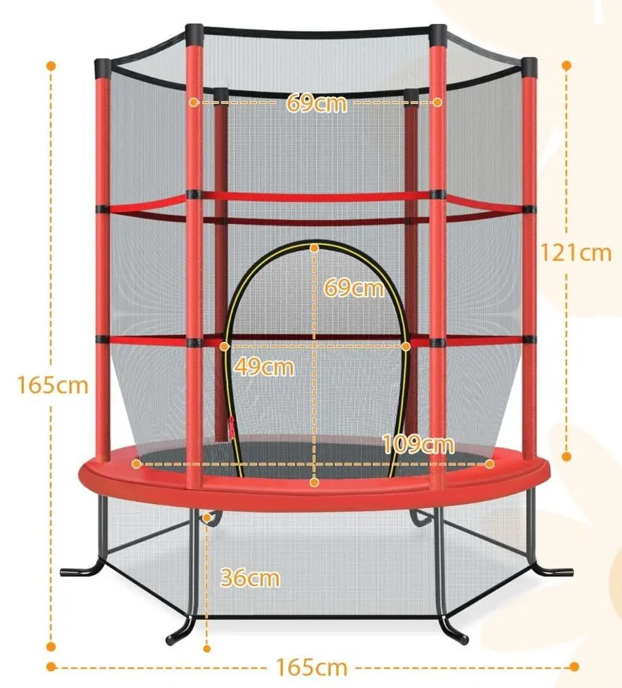 Trambulina cu plasa de protectie Costway  TW10052RE (Red/Black)