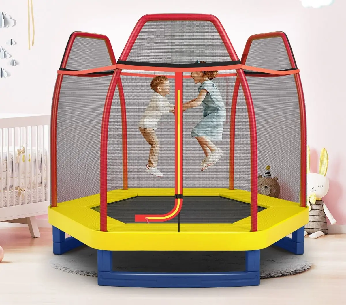 Trambulina cu plasa de protectie Costway TW10053OR (Orange/Blue)