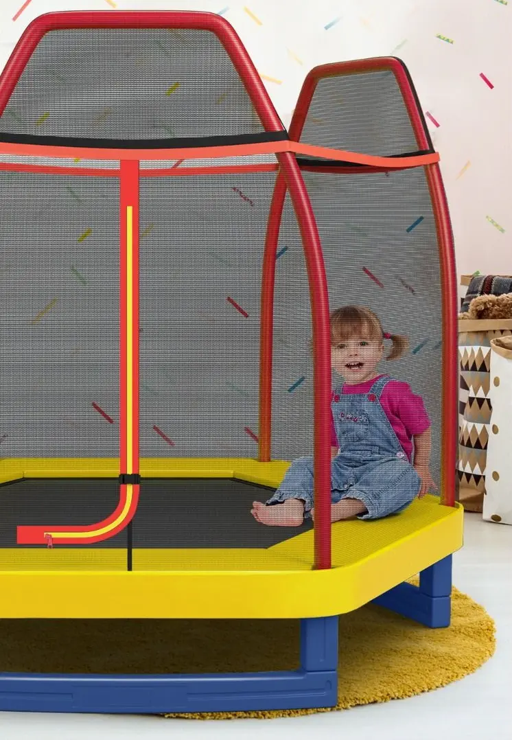 Trambulina cu plasa de protectie Costway TW10053OR (Orange/Blue)