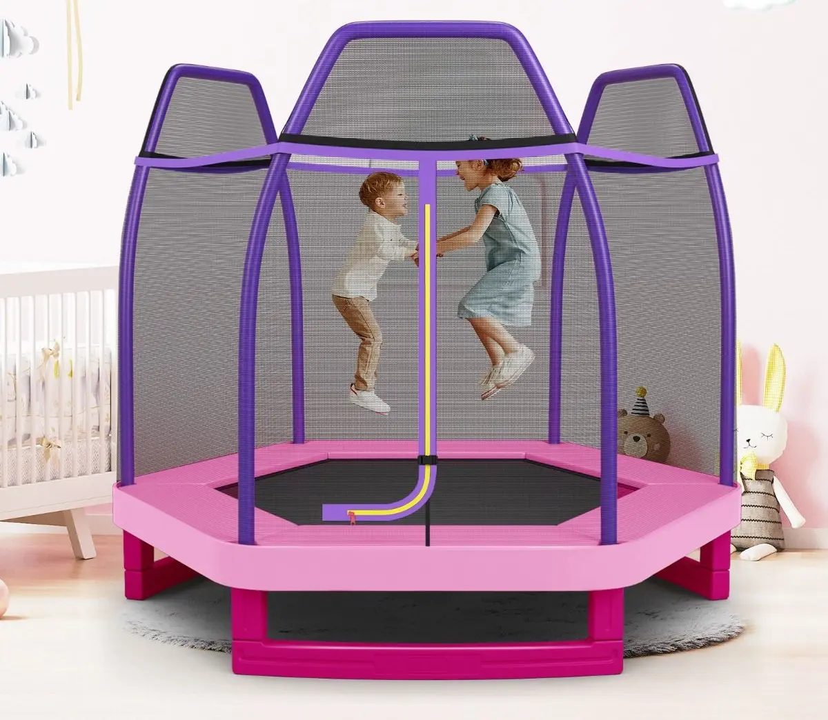 Батут с защитной сеткой Costway TW10053PI (Pink/Purple)