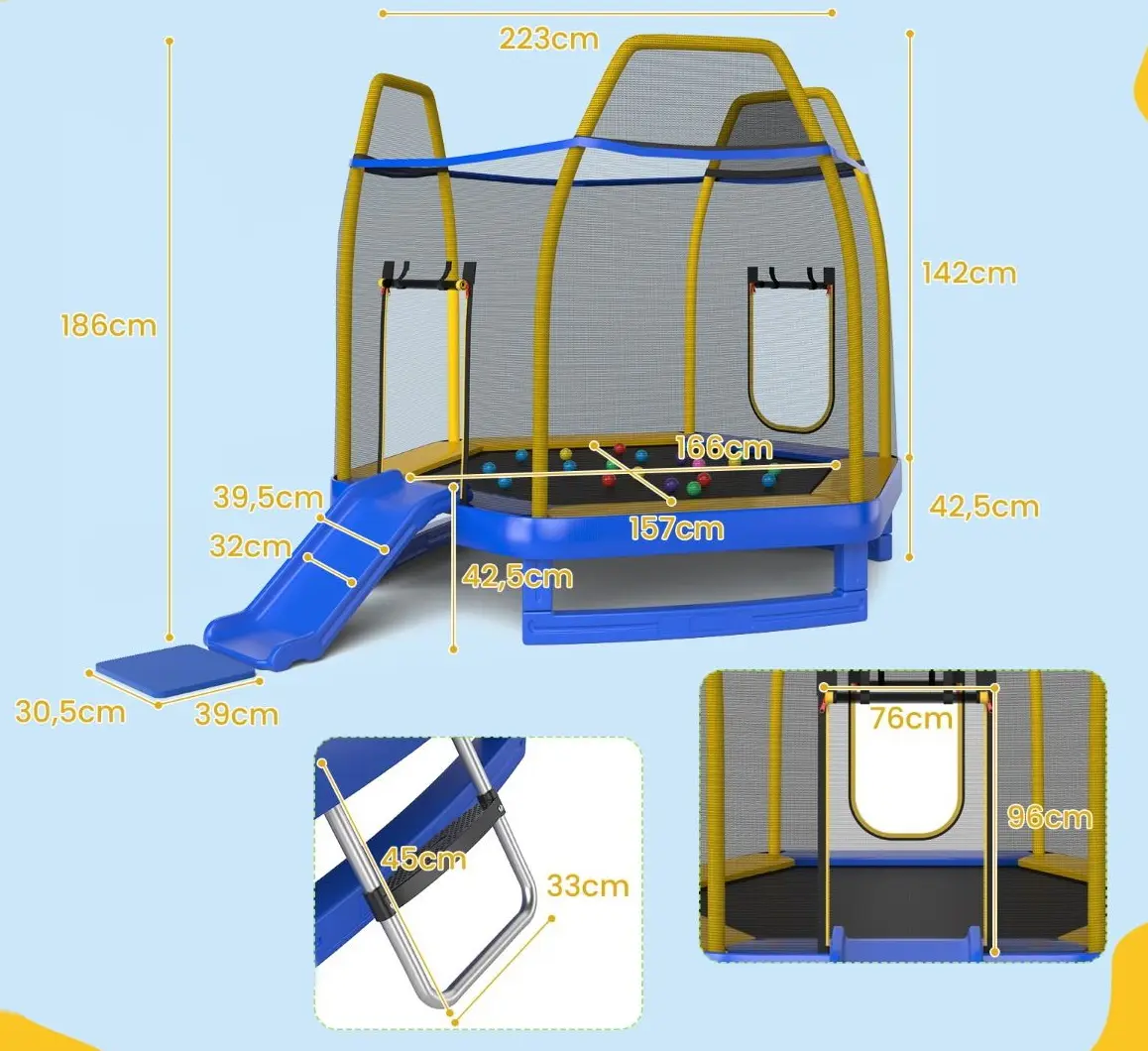 Батут с защитной сеткой Costway TW10085BL (Blue/Yellow) - 4