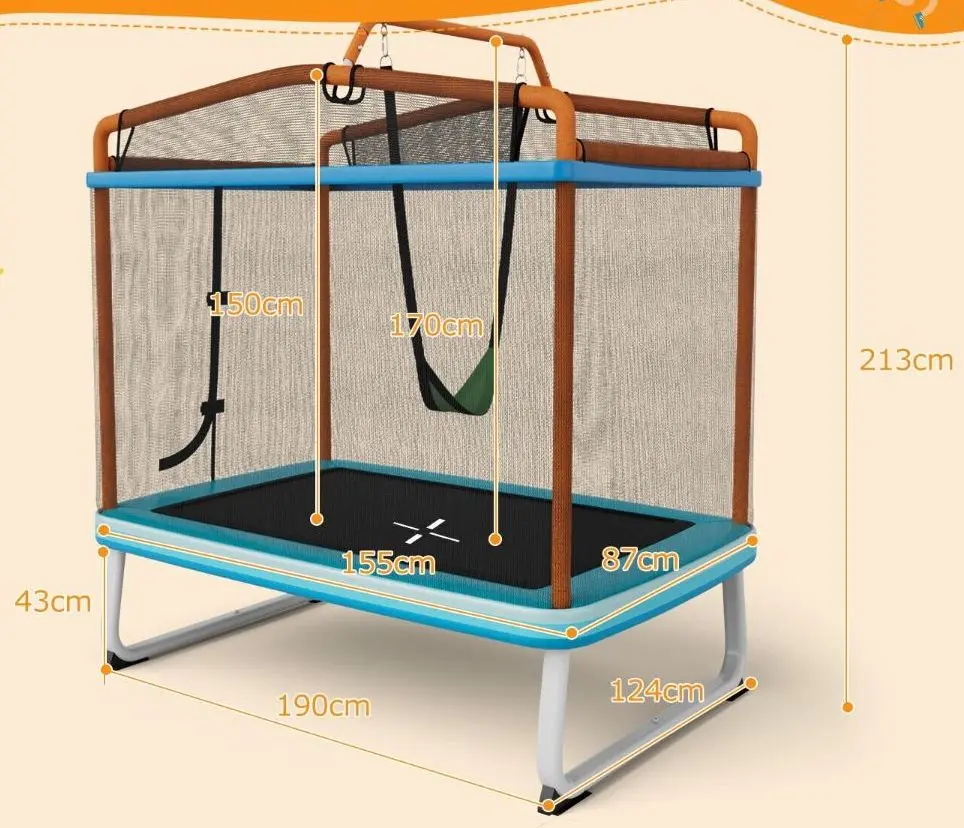 Trambulina cu plasa de protectie Costway TW10089EU-OR (Orange) - 4