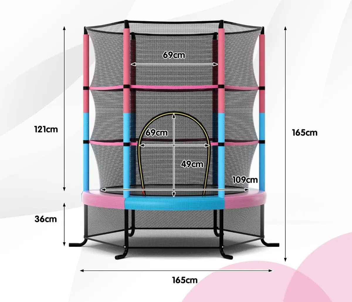 Trambulina cu plasa de protectie Costway TW10113MK (Pink/Blue) - 2