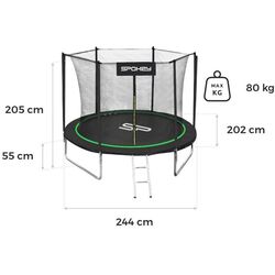 Trambulina cu plasa de protectie Dhs Spokey 244cm (Black/Green) Thumb