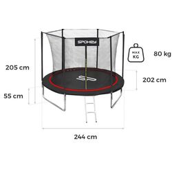 Батут с защитной сеткой Dhs Spokey 244cm (Black/Red) Thumb