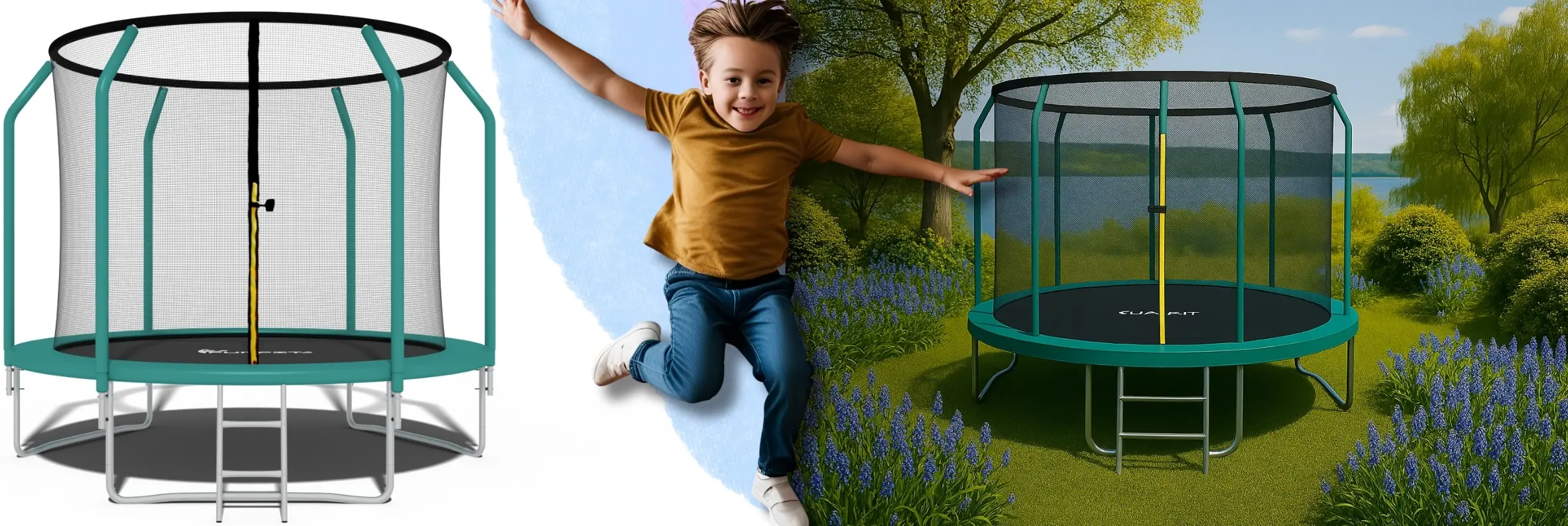 Trambulina cu plasa de protectie Funfit Gym&Fitness 4465 252cm (Green)
