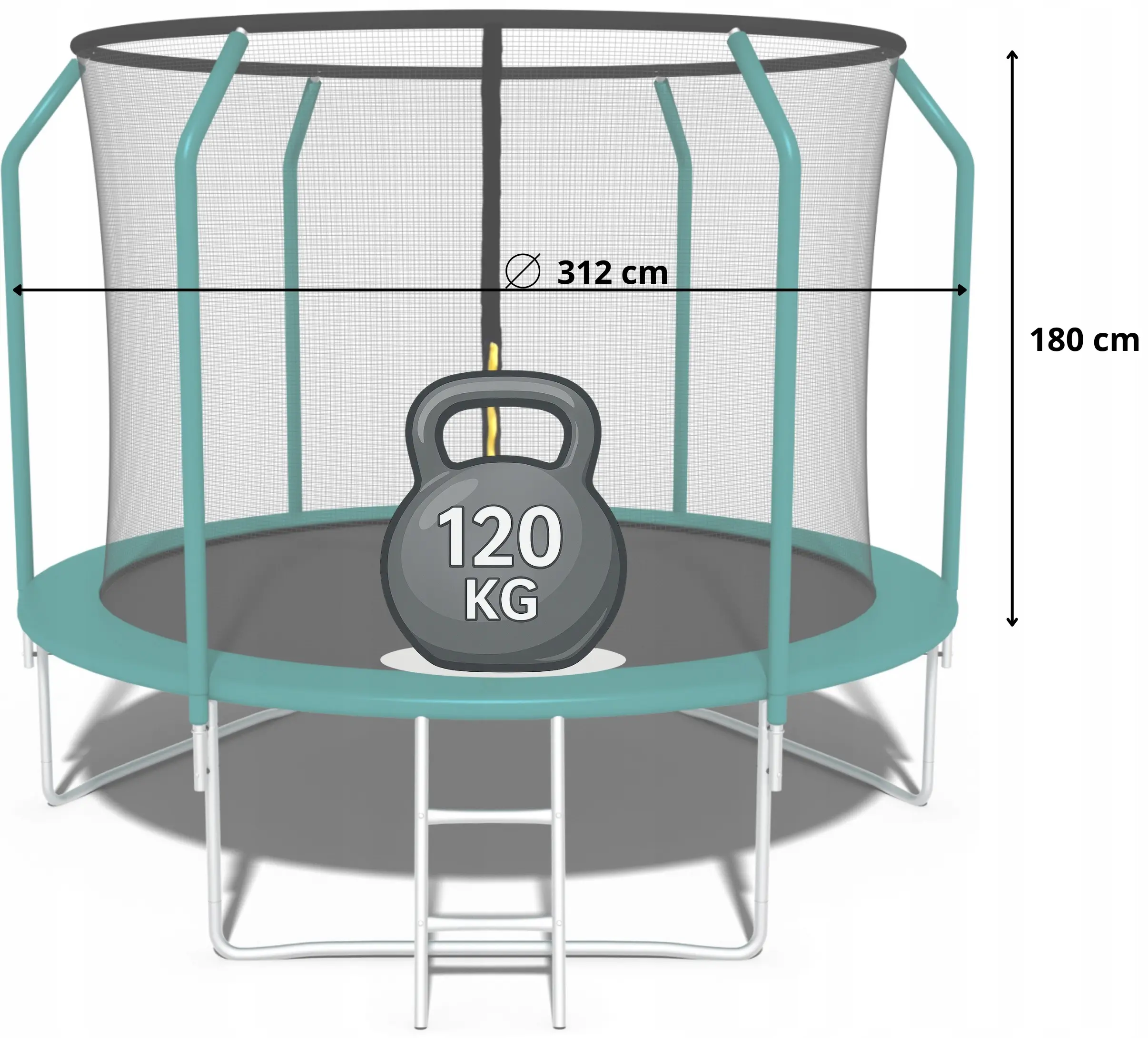 Trambulina cu plasa de protectie Funfit Gym&Fitness 4466 312cm (Green) - 6