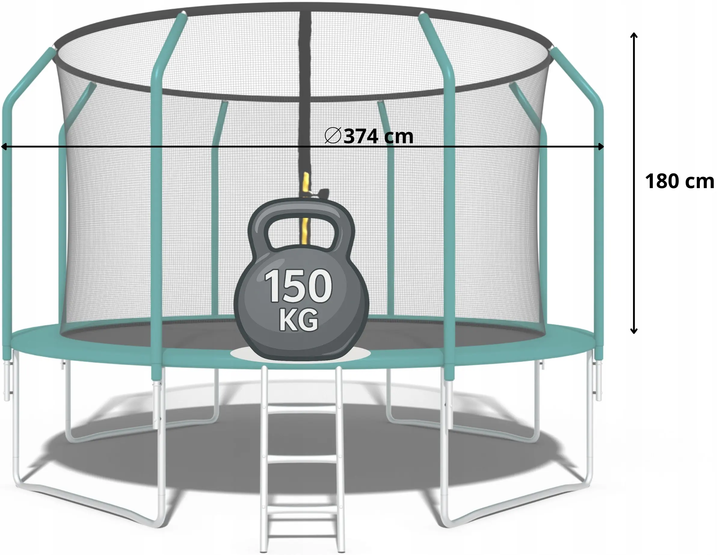 Trambulina cu plasa de protectie Funfit Gym&Fitness 4467 374cm (Green) - 8