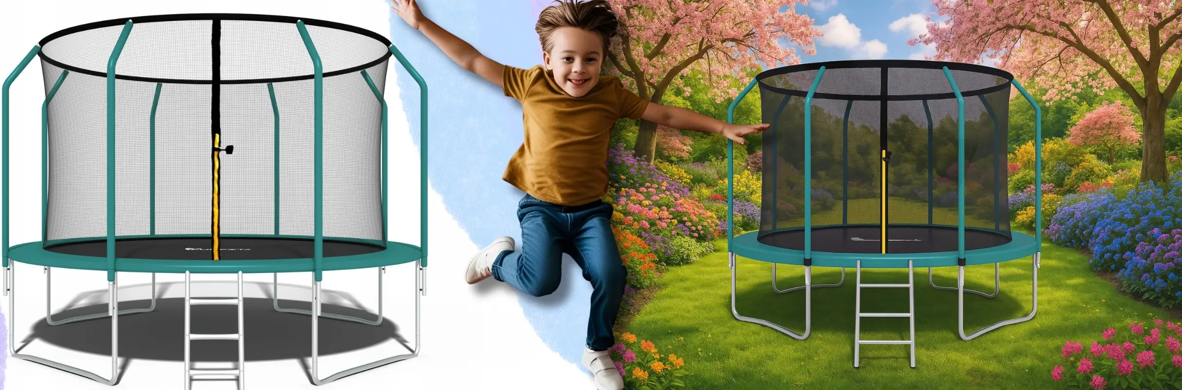 Батут с защитной сеткой Funfit Gym&Fitness 4468 404cm (Green) - 6