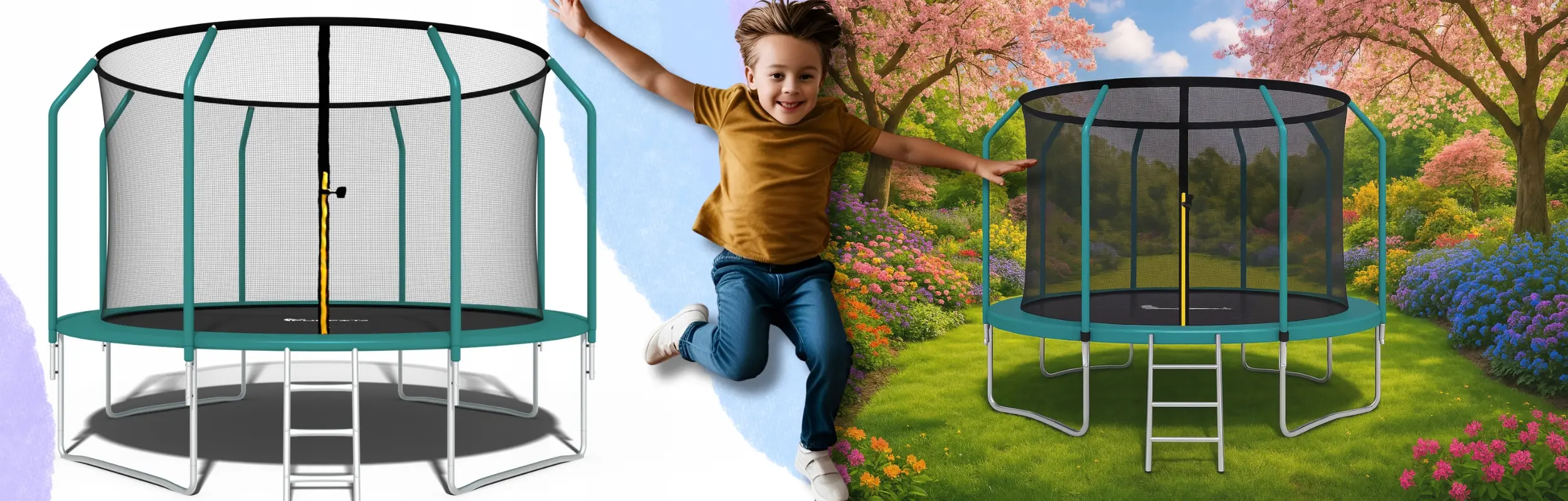 Батут с защитной сеткой Funfit Gym&Fitness 4469 435cm (Green) - 6