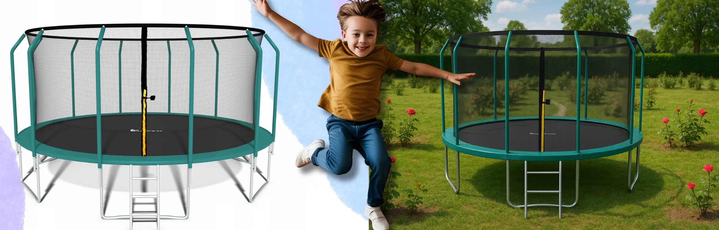 Trambulina cu plasa de protectie Funfit Gym&Fitness 4470 465cm (Green) - 4