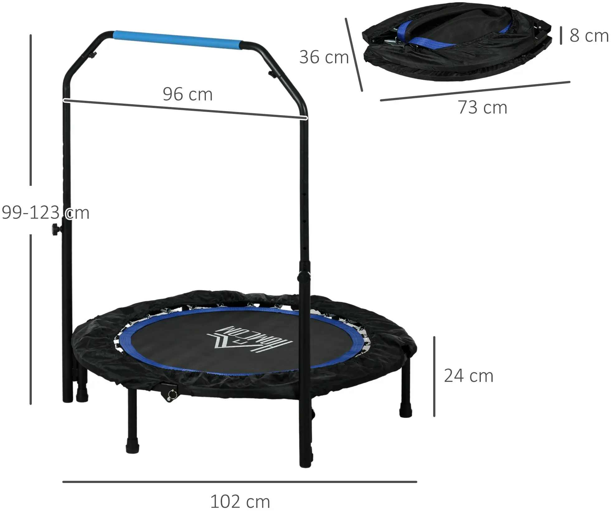 Fitness trambulina HomCom A71-034V00BU 102cm (Black/Blue) - 8