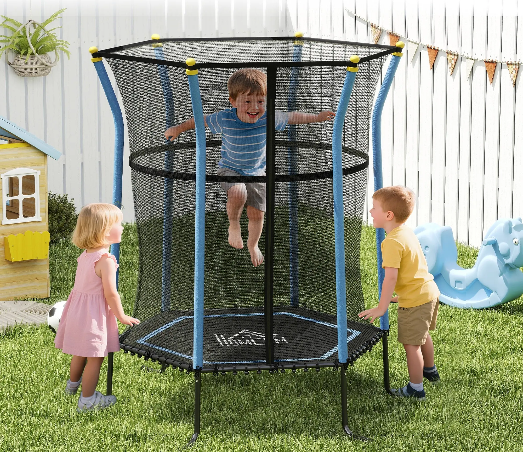 Trambulina cu plasa de protectie Homcom 342-007V02BU 163cm (Blue) - 4