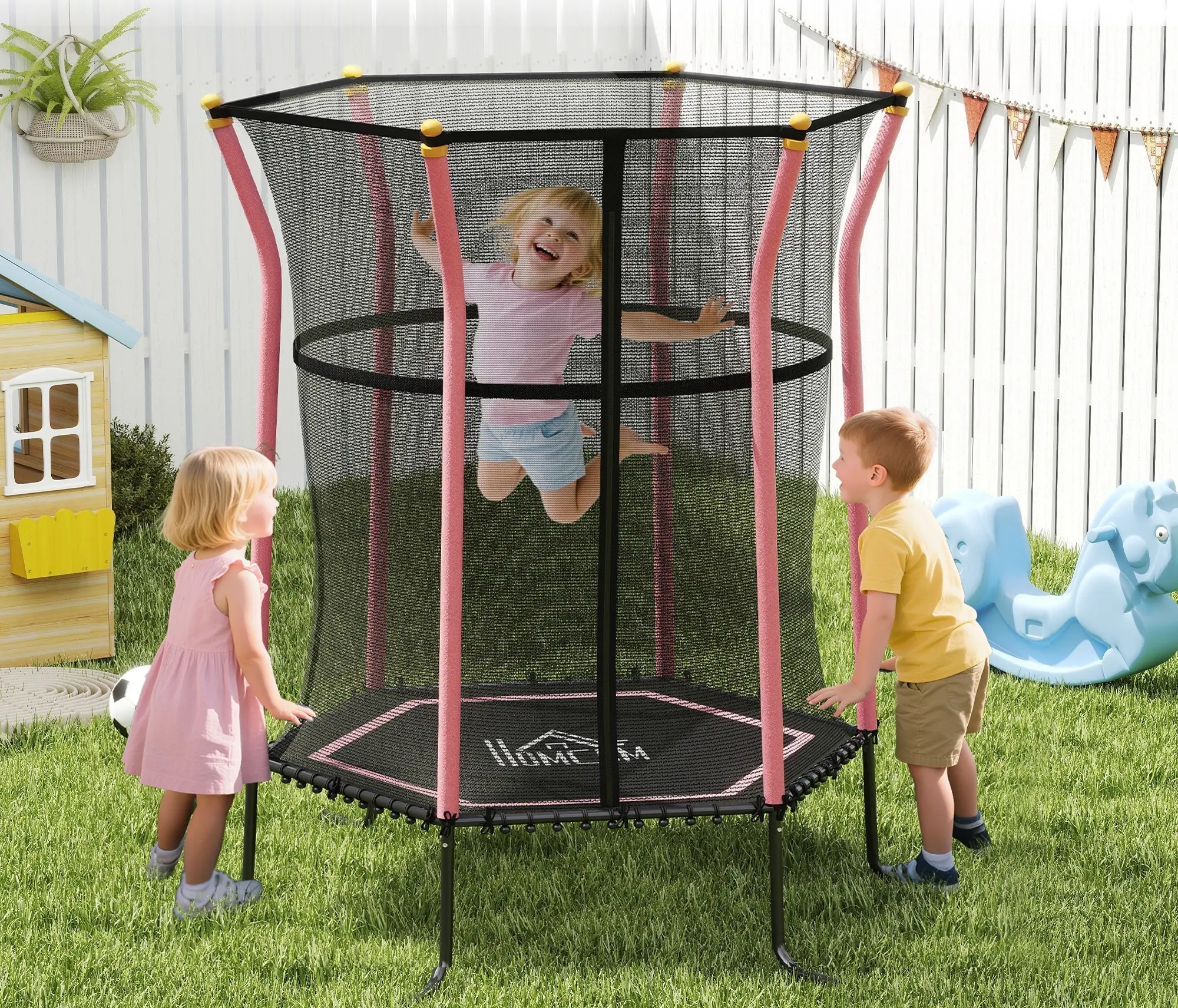 Trambulina cu plasa de protectie Homcom 342-007V02RD 163.5cm (Red/Black) - 6