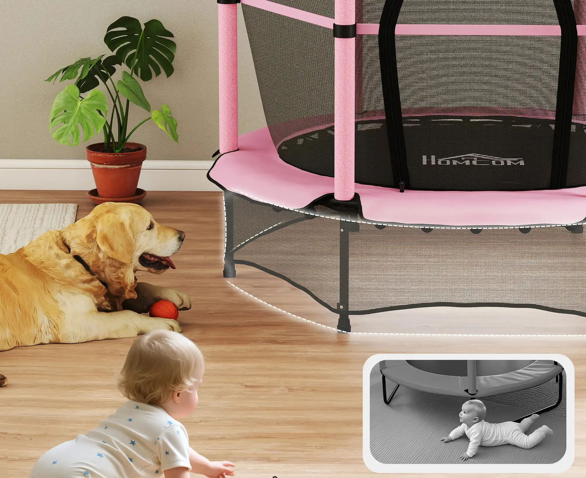 Trambulina cu plasa de protectie Homcom 342-008V02PK (Pink/Black) - 4