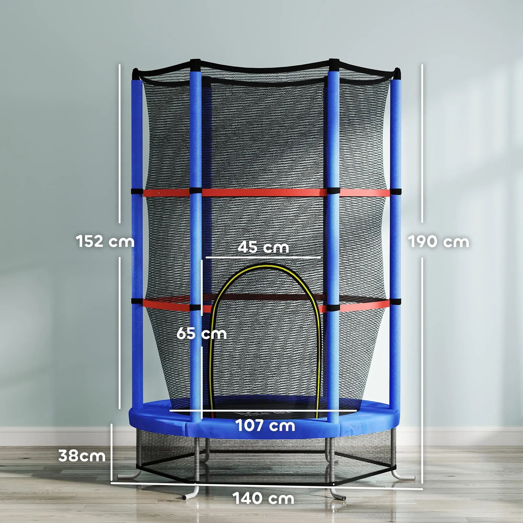 Батут с защитной сеткой Homcom 342-032V01BU 140cm (Blue) - 6