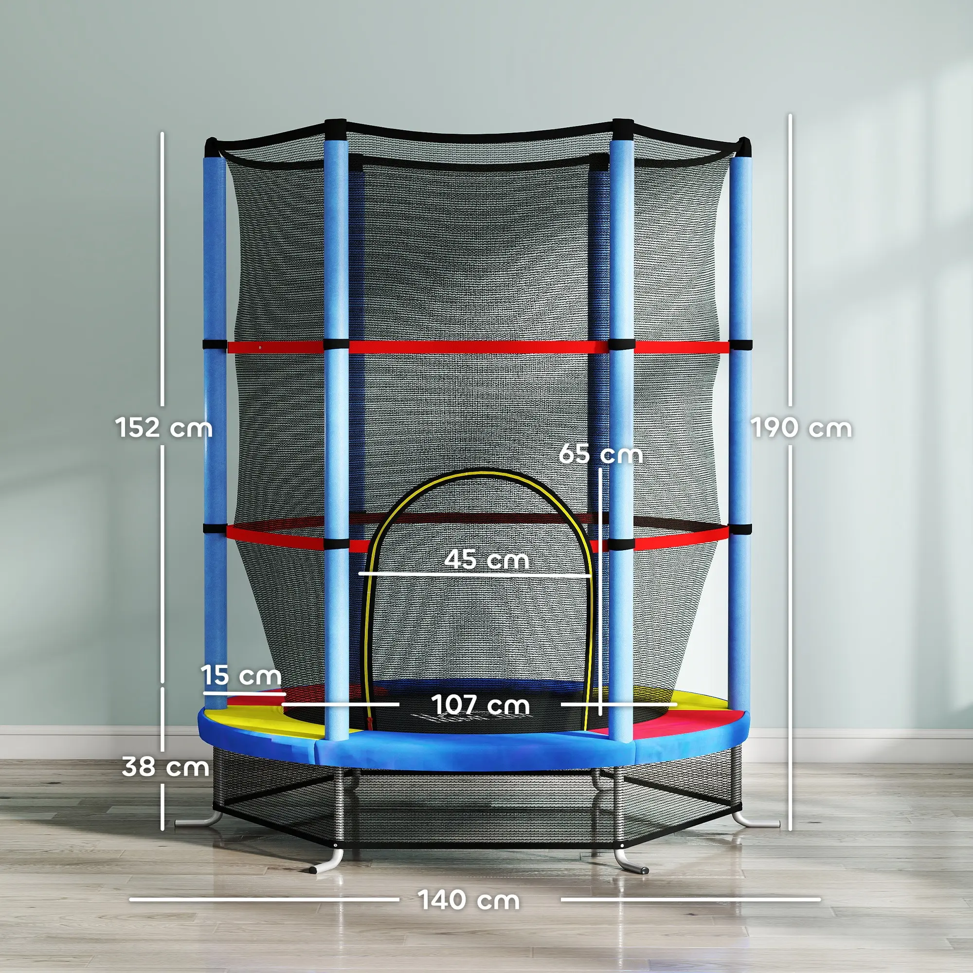 Батут с защитной сеткой Homcom 342-032V01MX 140cm (Multicolore) - 5