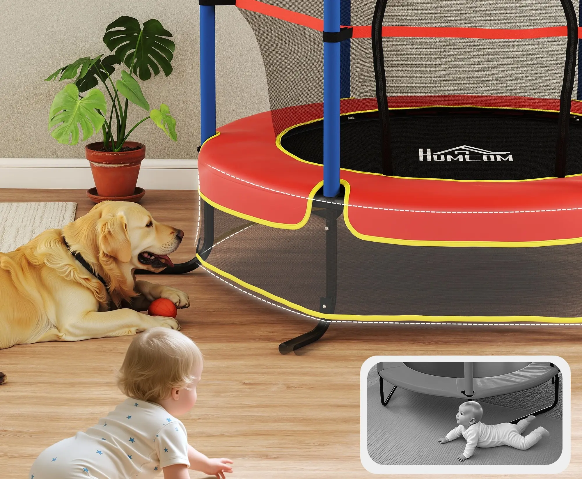 Батут с защитной сеткой Homcom 342-039V01BU 175cm (Blue/Red) - 3