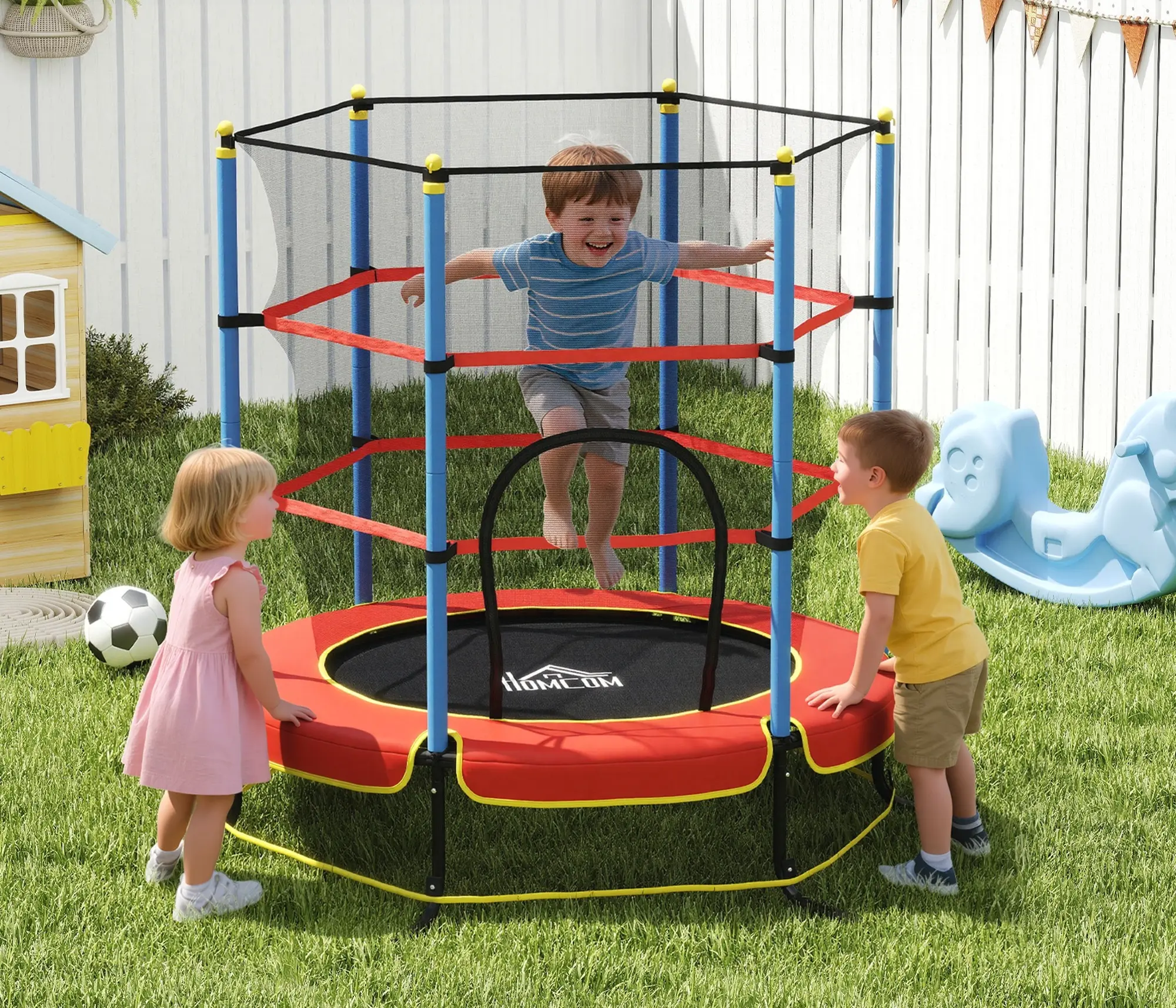 Батут с защитной сеткой Homcom 342-039V01BU 175cm (Blue/Red) - 4