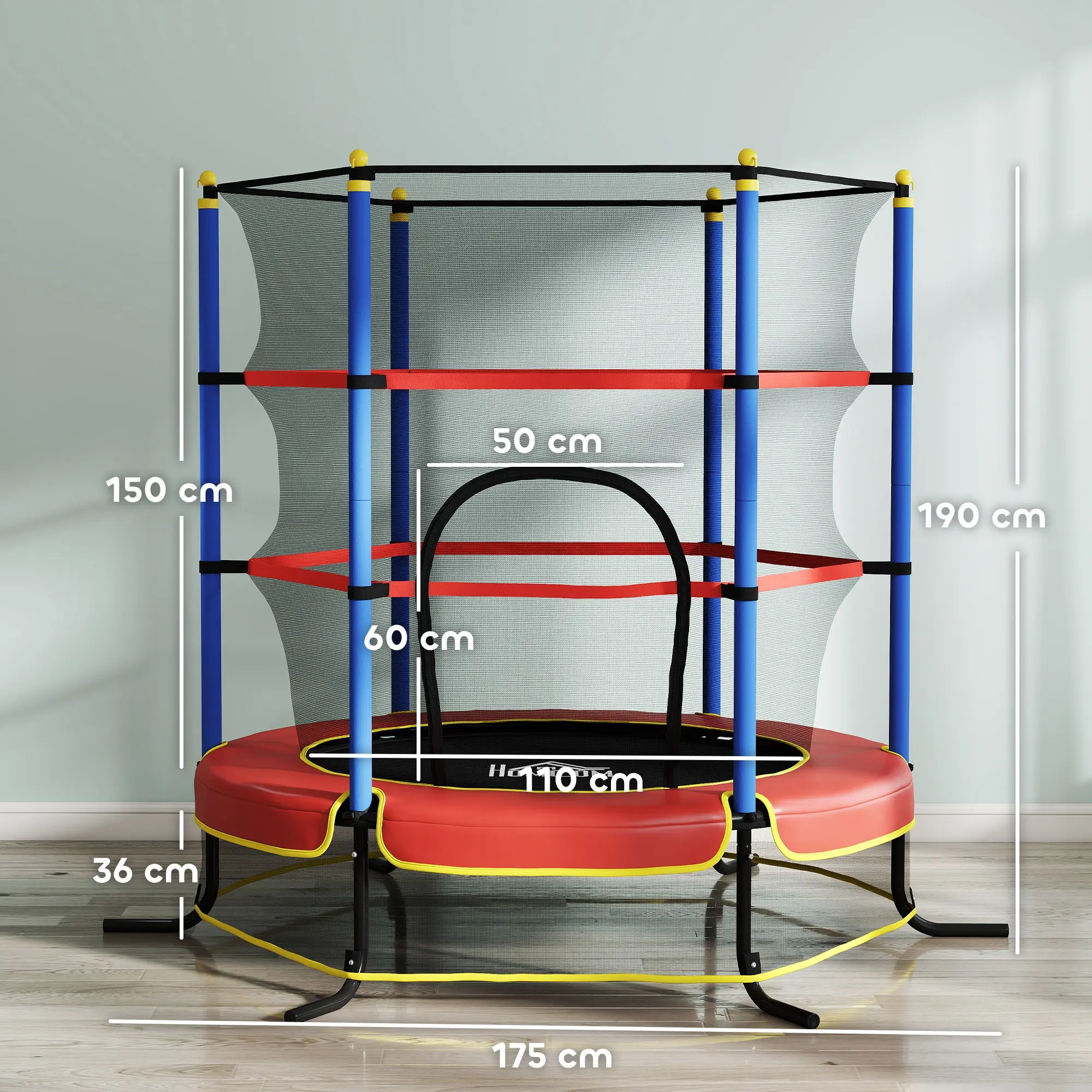 Батут с защитной сеткой Homcom 342-039V01BU 175cm (Blue/Red) - 6