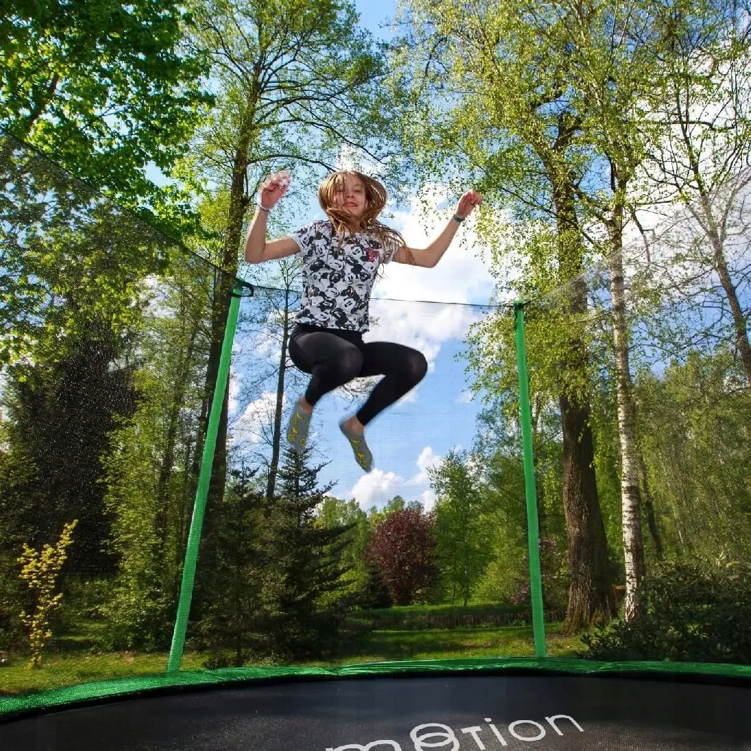 Trambulina cu plasa de protectie Jumi Motion OM-258662 305cm (Black/Green)