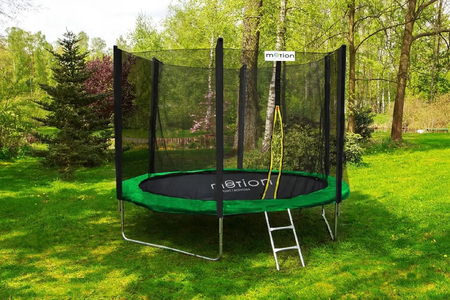 Trambulina cu plasa de protectie Jumi Motion OM-710139 305cm (Black/Green)