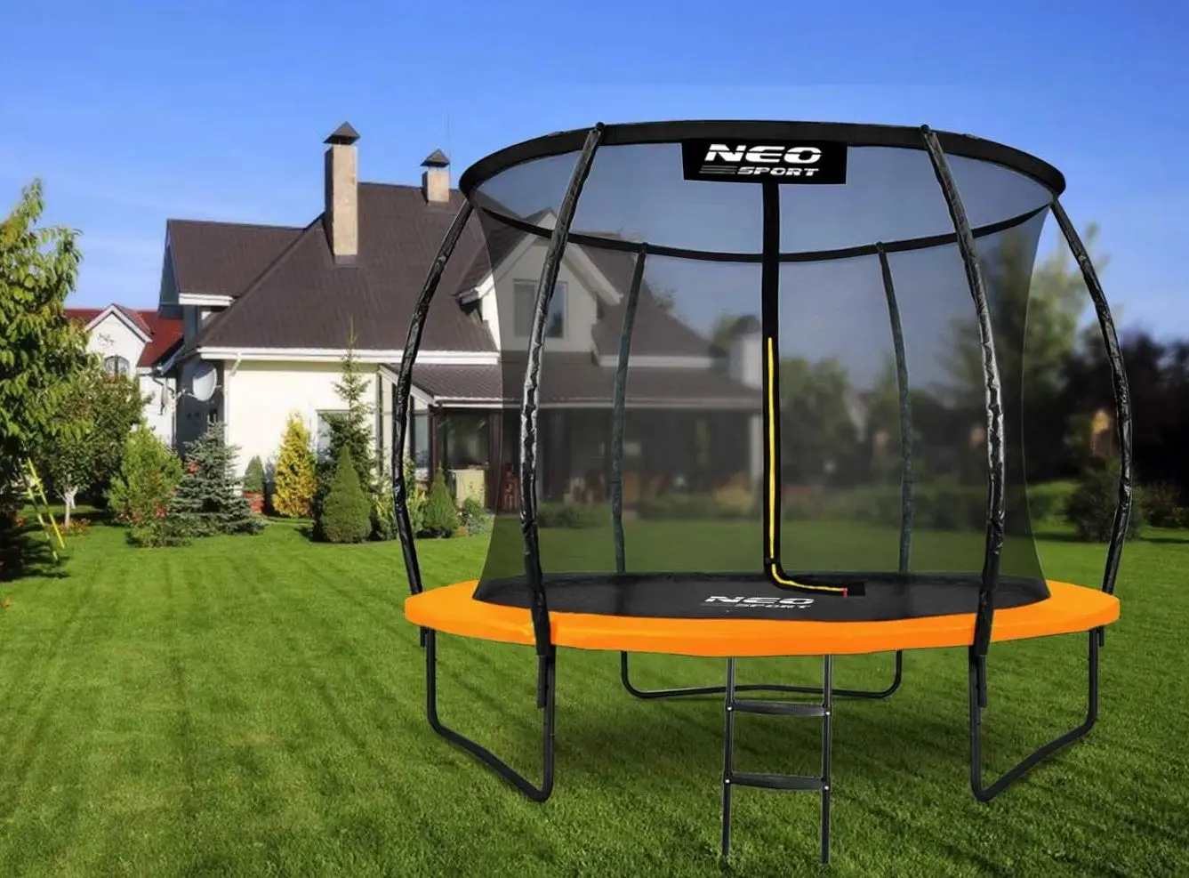 Trambulina cu plasa de protectie Neo Sport 10FT 312 cm (Black/Orange)