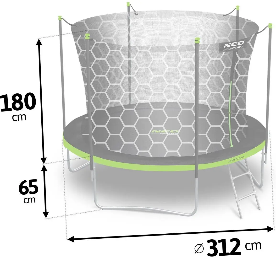 Trambulina cu plasa de protectie Neo Sport 10FT 312 cm (Green/Black)