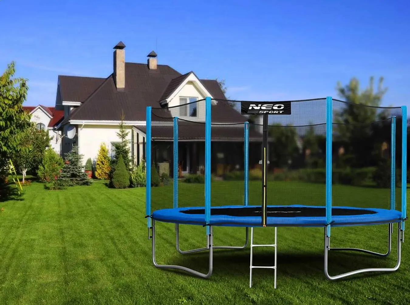 Trambulina cu plasa de protectie Neo Sport 12FT 374 cm (Blue/Black)