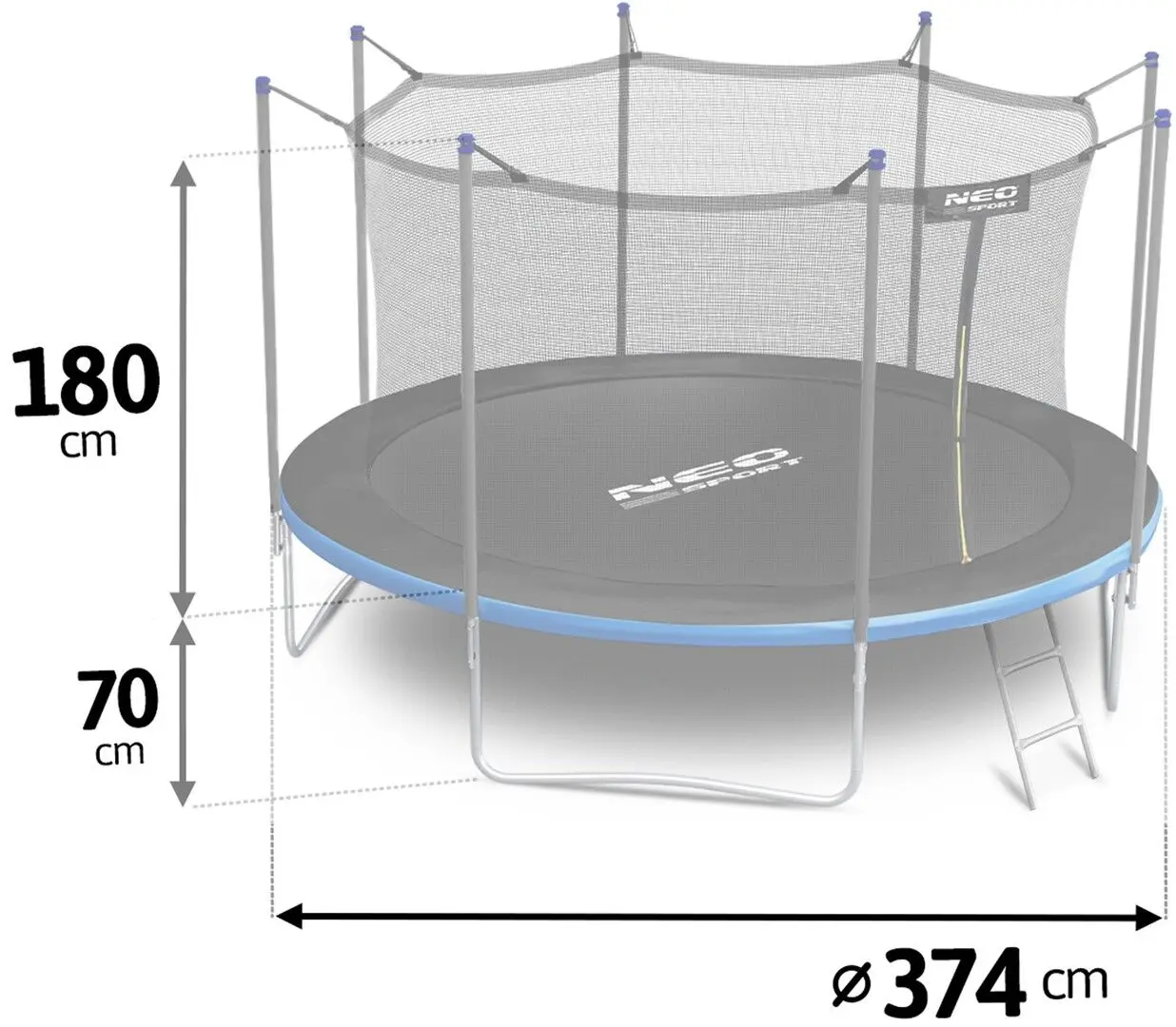 Батут с защитной сеткой Neo Sport 12FT 374 cm (Blue/Black)