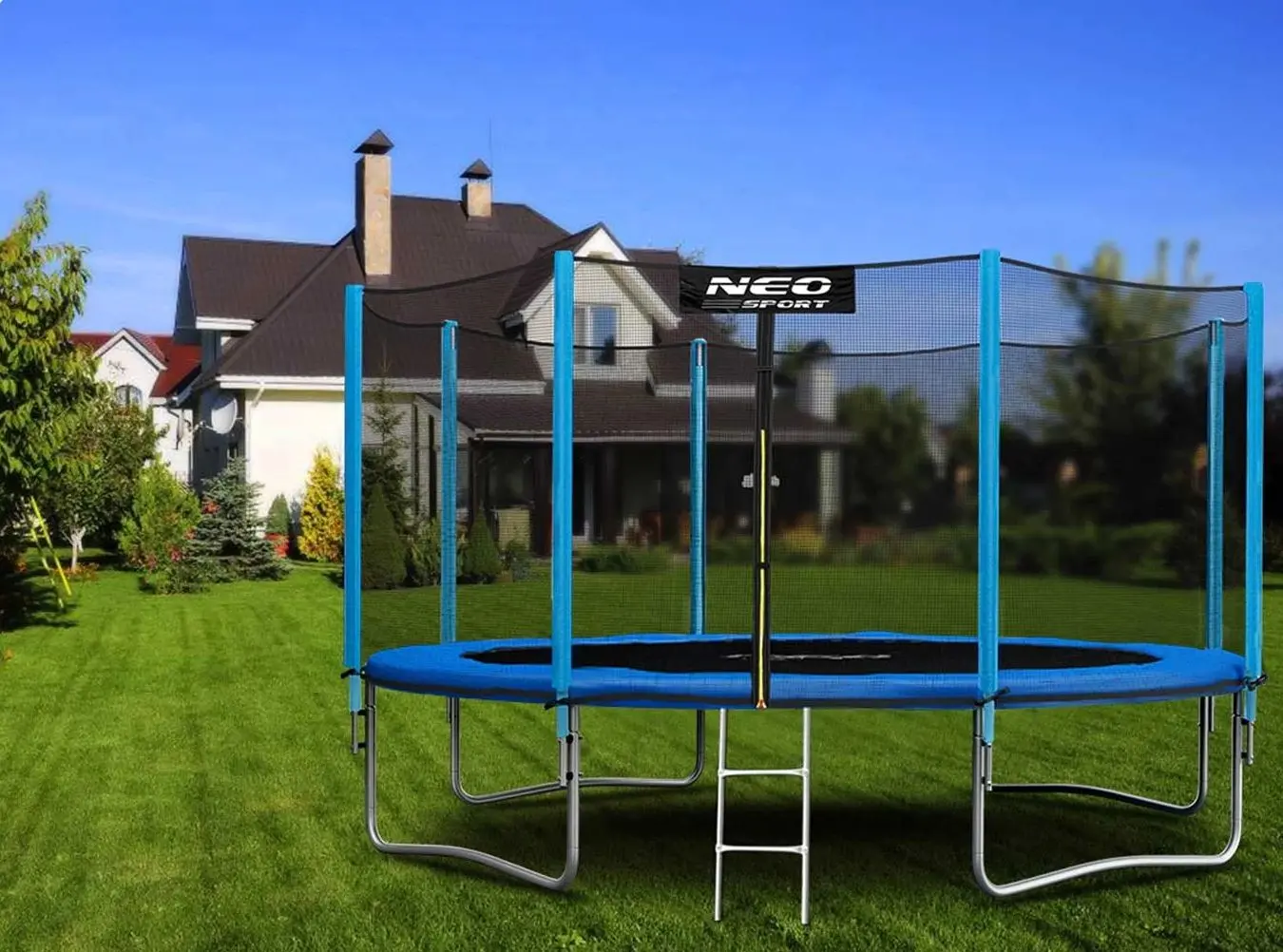 Trambulina cu plasa de protectie Neo Sport 13FT 404 cm (Blue/Black)