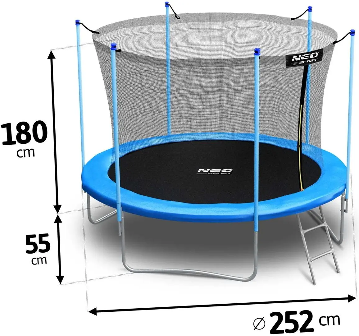 Trambulina cu plasa de protectie Neo Sport 252 cm (Blue/Black)