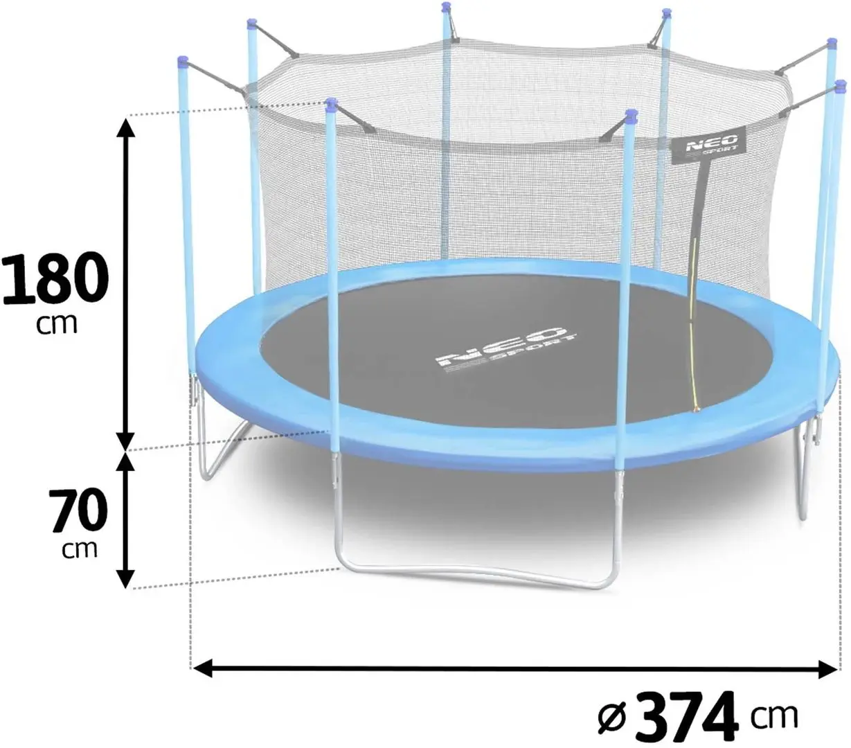 Батут с защитной сеткой Neo Sport 374 cm (Blue/Black)