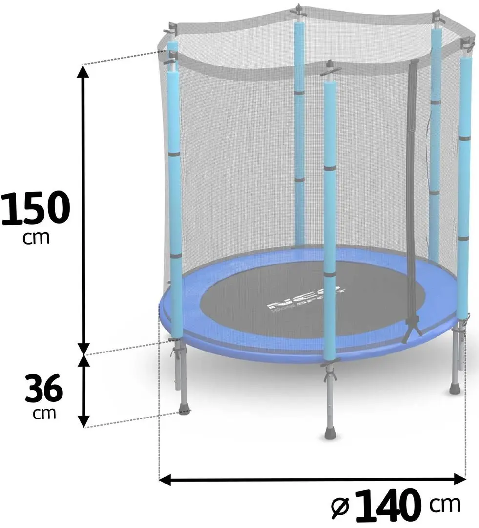 Trambulina cu plasa de protectie Neo Sport 4.5FT 140 cm (Blue/Black)