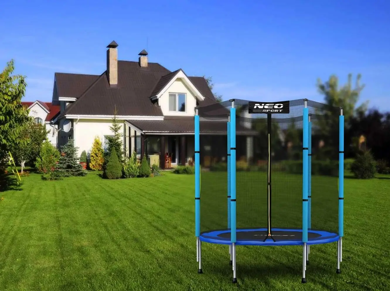 Trambulina cu plasa de protectie Neo Sport 4.5FT 140 cm (Blue/Black)