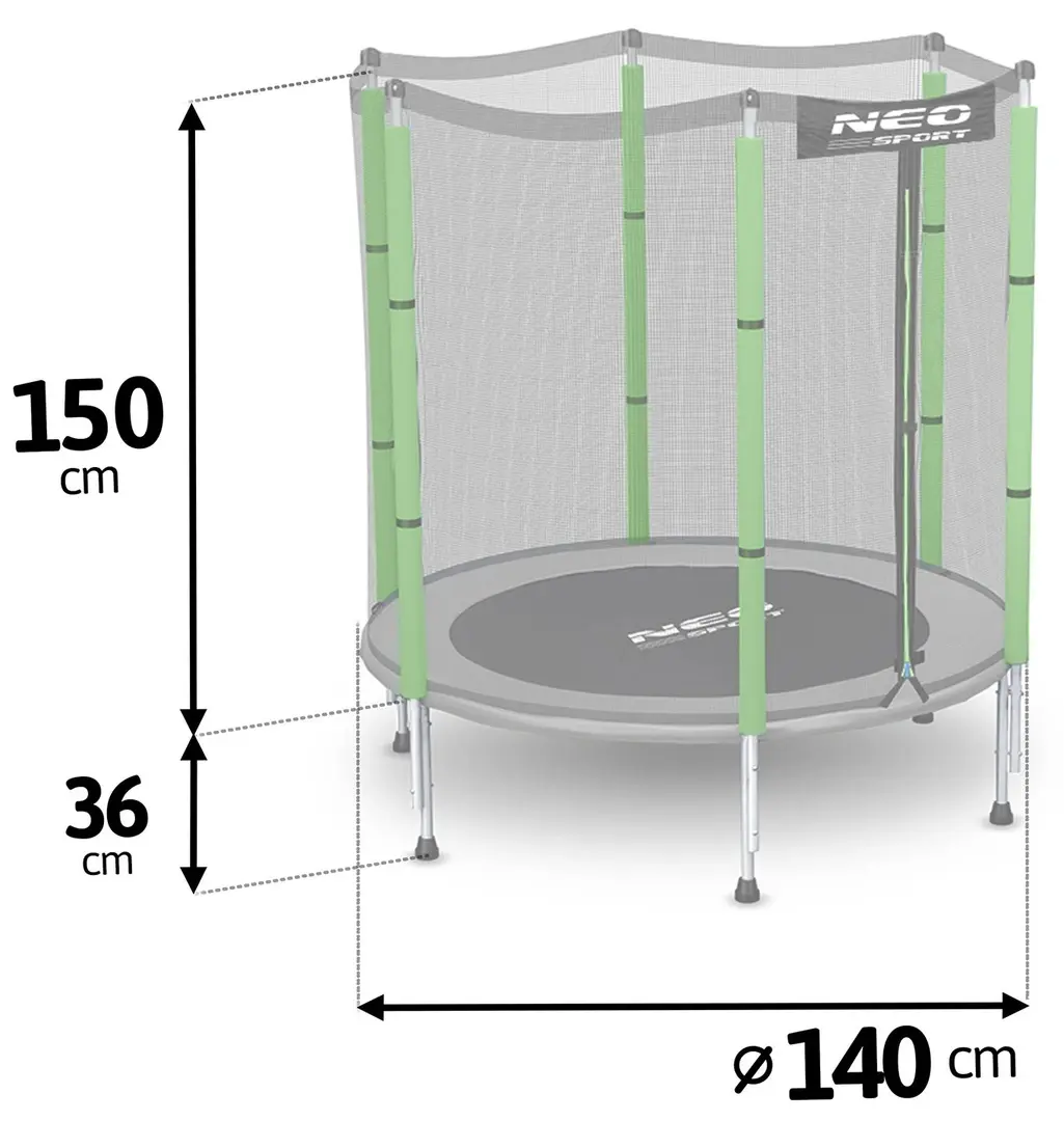 Trambulina cu plasa de protectie Neo Sport 4.5FT 140cm (Black/Green)