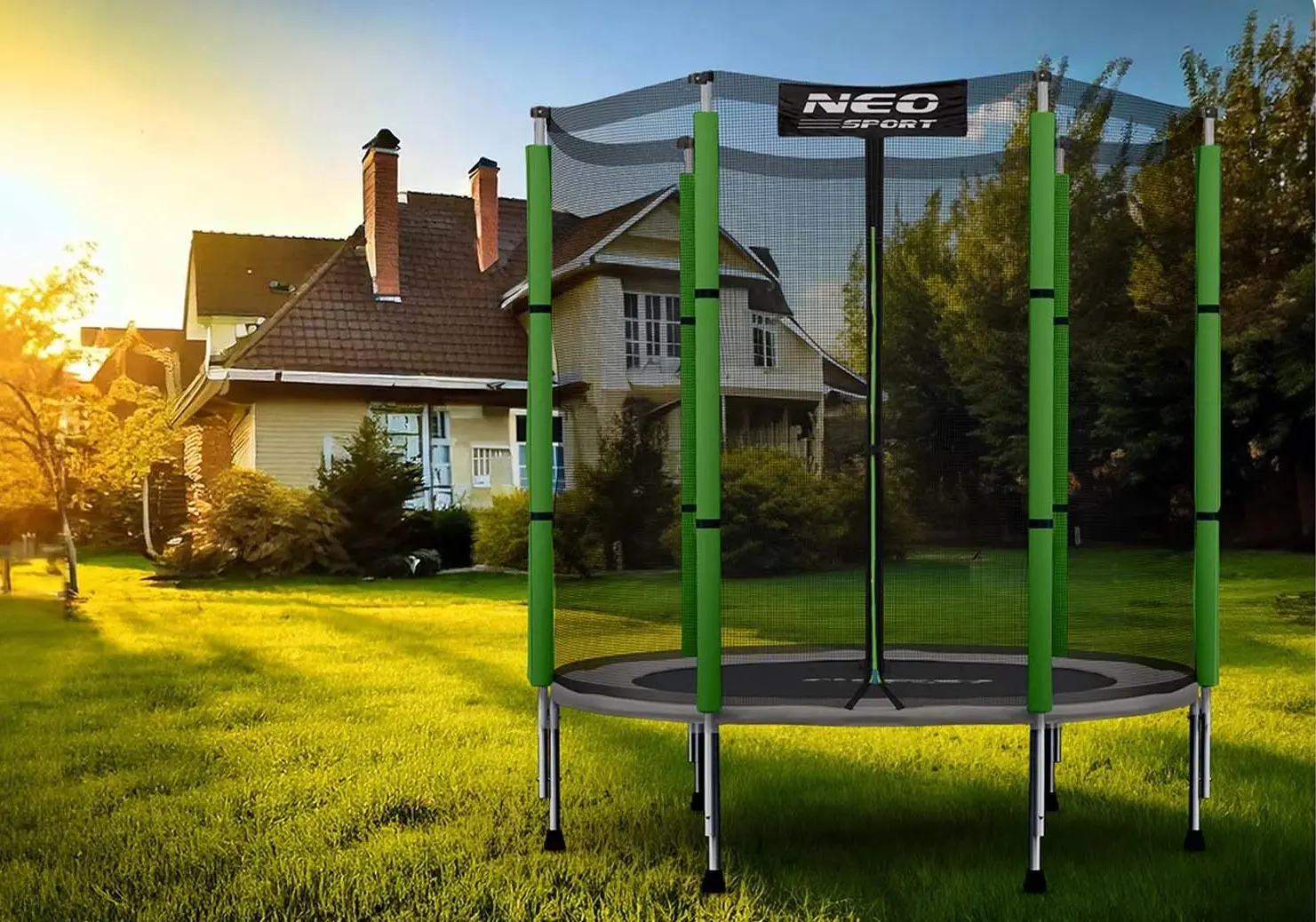 Trambulina cu plasa de protectie Neo Sport 4.5FT 140cm (Black/Green)