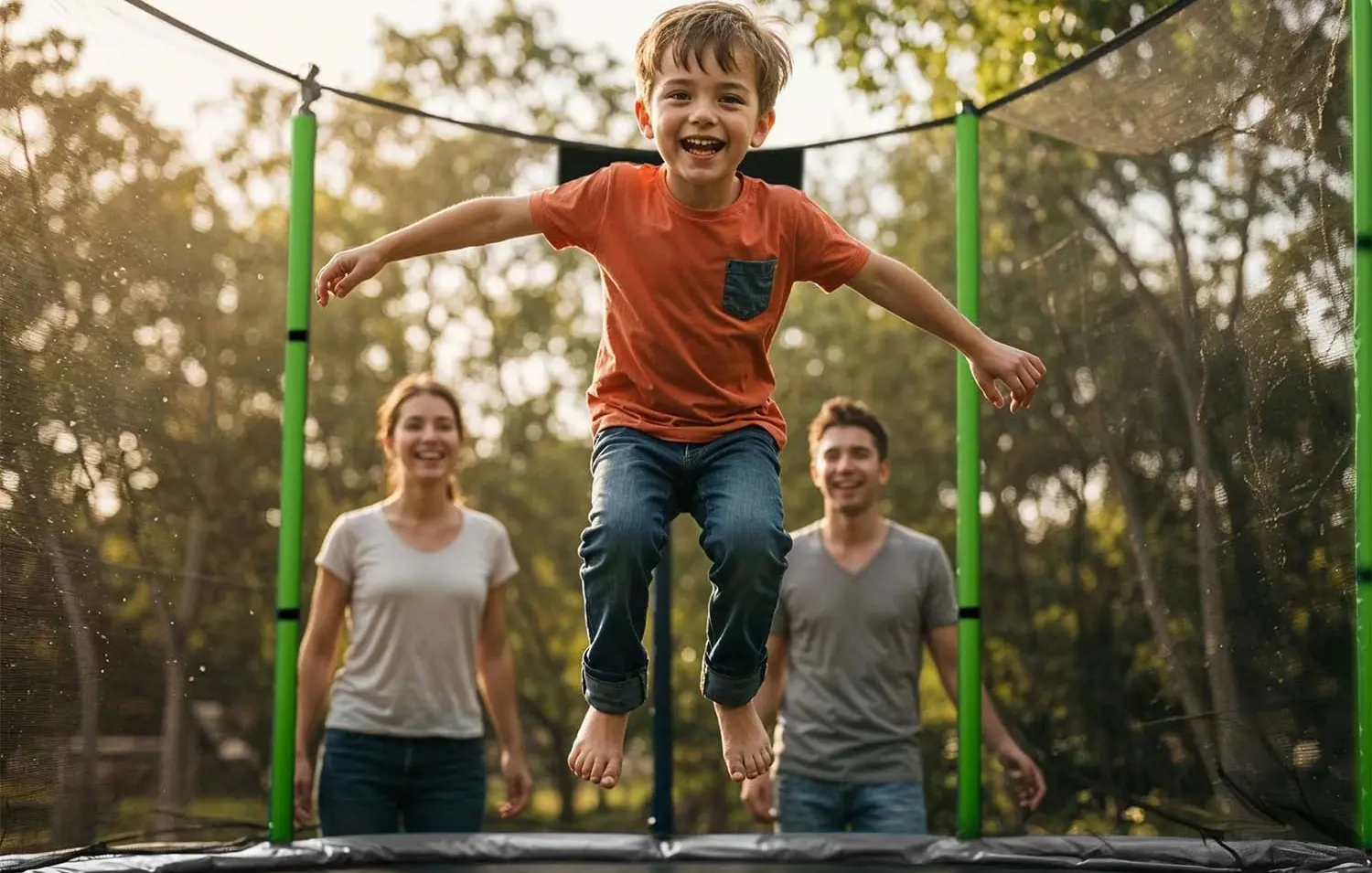 Trambulina cu plasa de protectie Neo Sport 4.5FT 140cm (Black/Green)