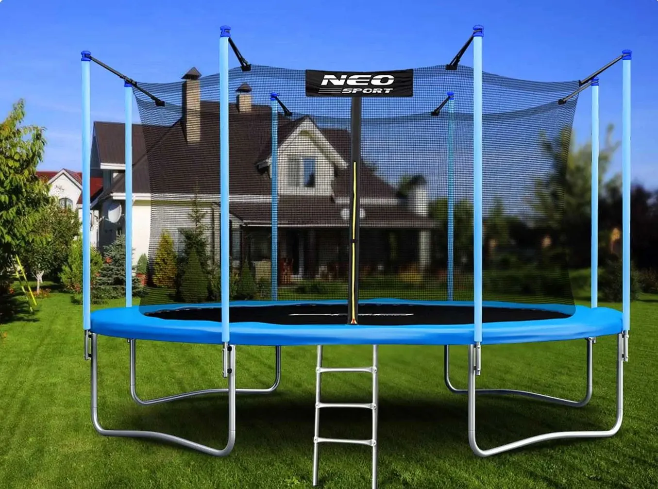 Trambulina cu plasa de protectie Neo Sport 465 cm (Blue/Black)