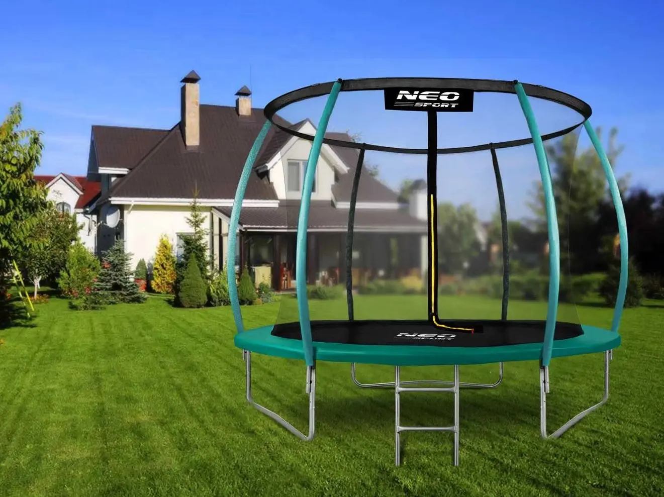 Trambulina cu plasa de protectie Neo Sport 8FT 252 cm (Blue/Green)
