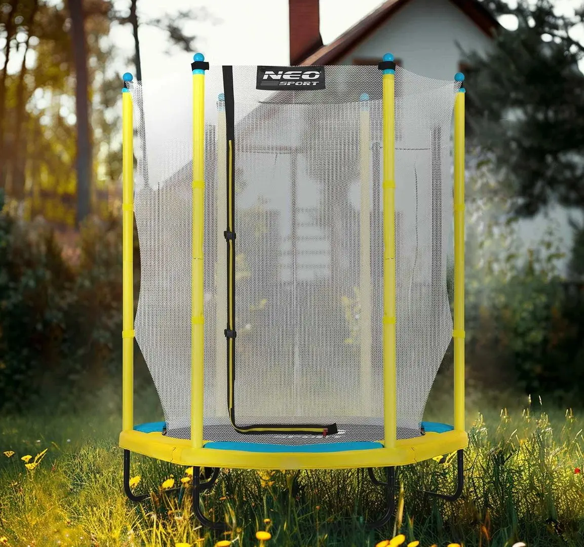Trambulina cu plasa de protectie Neo-Sport NS-04W240F 140cm (Yellow/Blue)