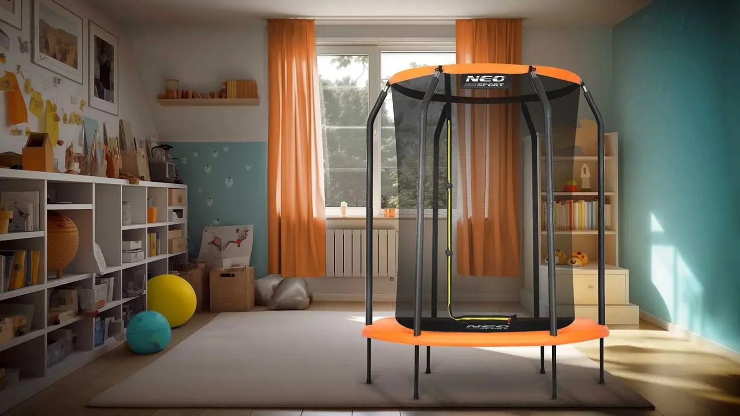 Trambulina cu plasa de protectie Neo-Sport NS-05W240F 152cm (Black/Orange)